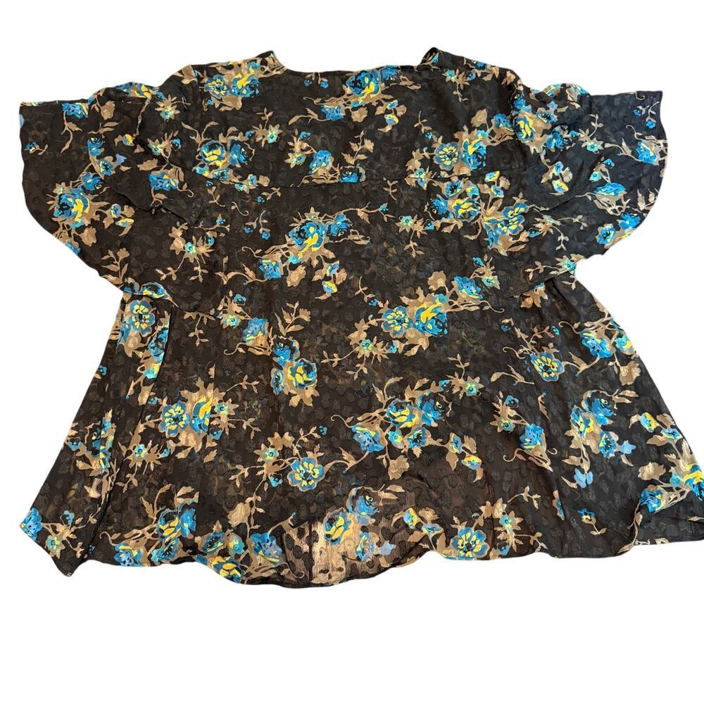 NWT Lane Bryant plus size 28 women's black sheer lace top blouse flutter sleeve - Picture 4 of 10